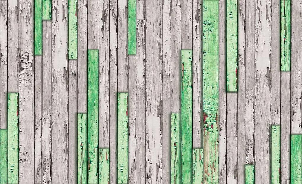 Fototapet - Scândură gri și verde ruptă (152,5x104 cm), în 8 de alte dimensiuni noi