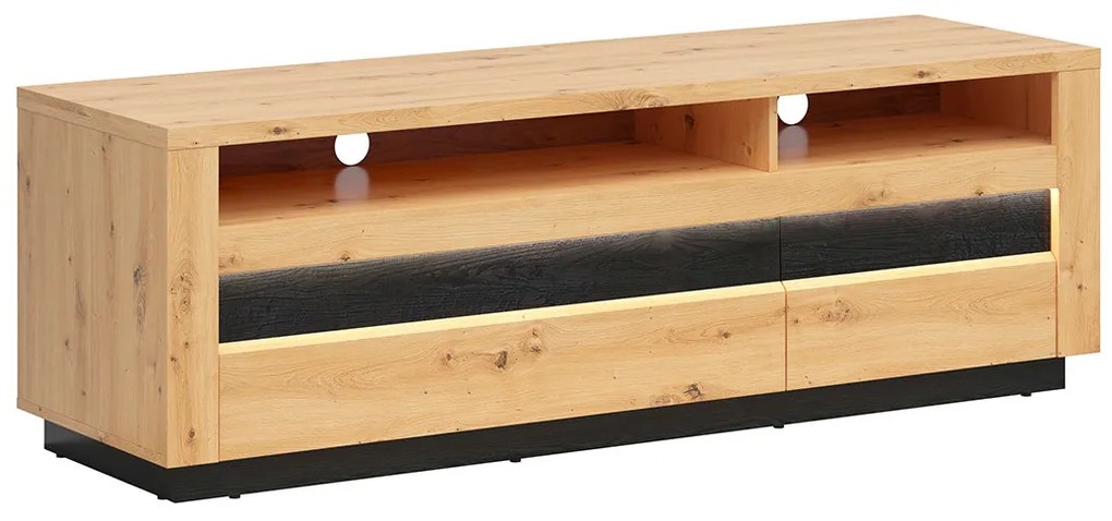 Masă TV/Dulap Ostia RTV2S (Stejar artisan + Stejar negru) ( cu iluminat LED). 1025965