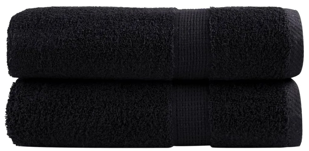 vidaXL Prosoape de mâini premium SOLUND 2 buc. negru 50x100 cm 600 gsm