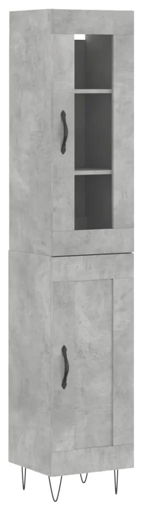 3199525 vidaXL Dulap înalt, gri beton, 34,5x34x180 cm, lemn prelucrat