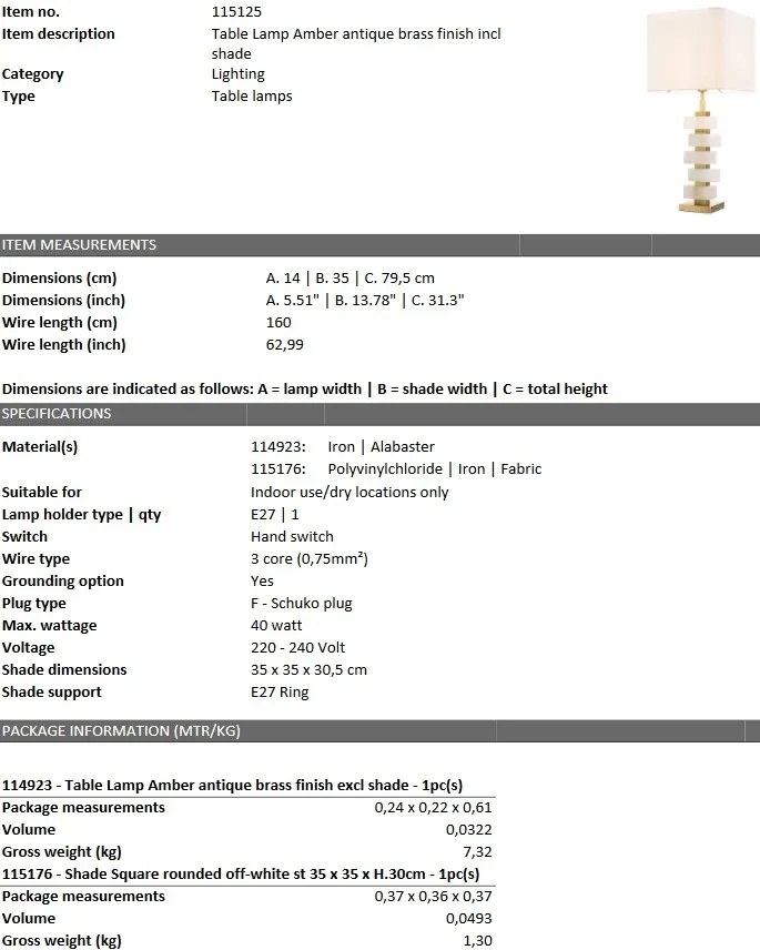 Veioza, lampa de masa design LUX Amber 115125 HZ