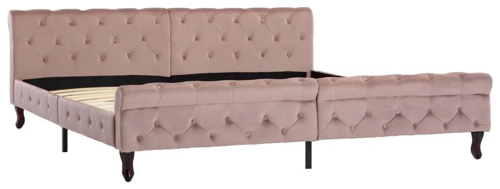 288570 vidaXL Cadru de pat, roz, 200 x 200 cm, catifea