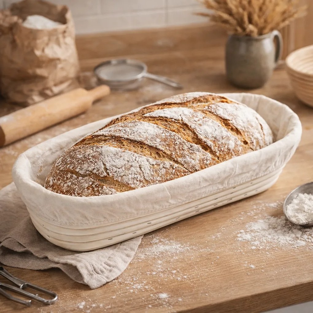 HOME ELEMENTS Coș oval cu inserție din țesătură, 35 x 14 cm x 7,5 cm, L