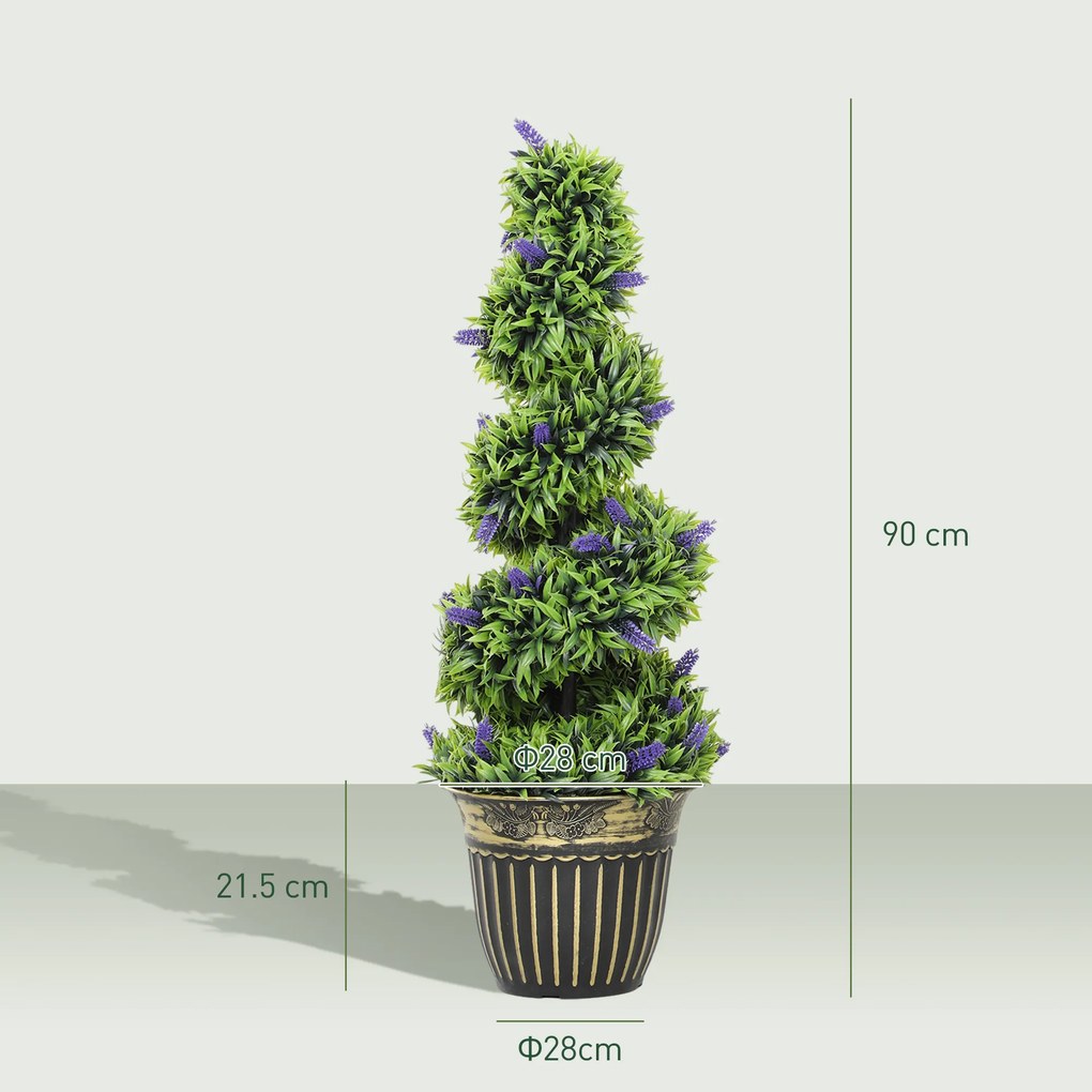 HOMCOM Set de Două Plante Artificiale Lavandă 90 cm | Aosom Romania