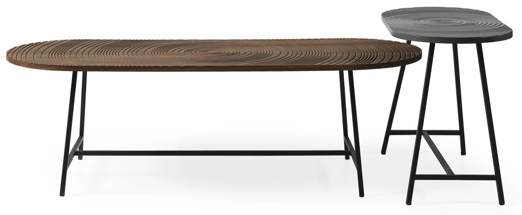 Masuta lunga picioare metalice si blat lemn - drop (138x50x42)