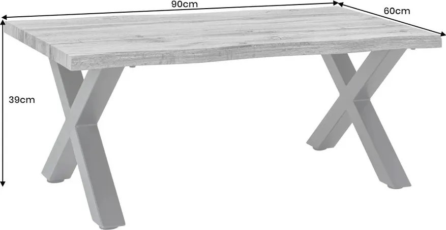 Masuta design industrial WILD 90cm, gri