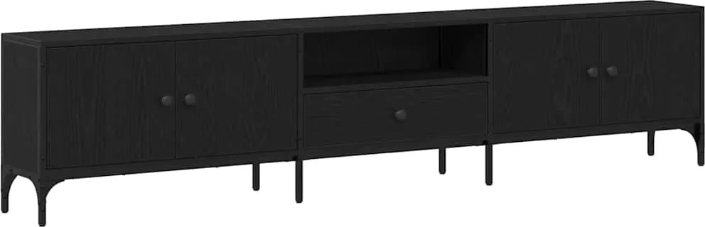 vidaXL Cabinet TV Stejar negru 200 x 25 x 44 cm Lemn compozit