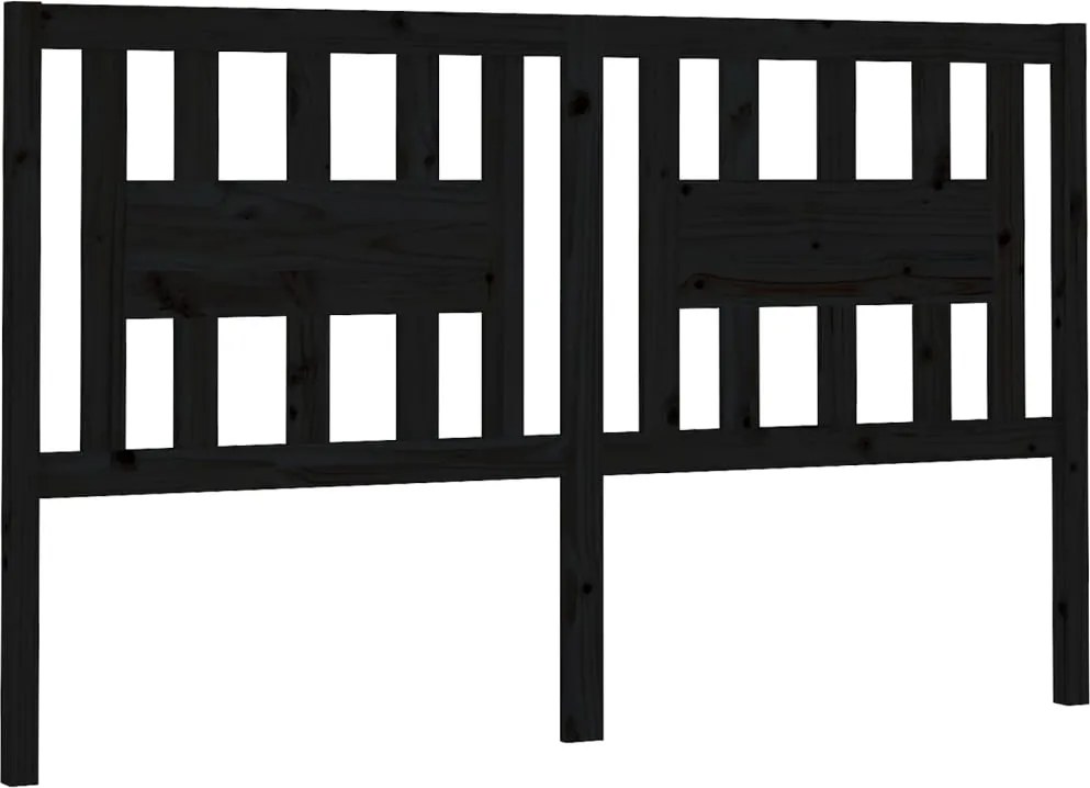 vidaXL Tăblie de pat, negru, 146x4x100 cm, lemn masiv de pin
