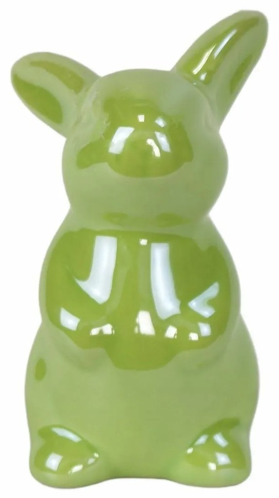 Iepuraș de Paște din ceramică Verde verde, 8 cm