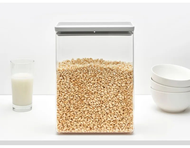 Cutie de depozitare Brabantia Tasty+ Stackable 1008878, 5,4 L, Sigiliu din silicon, Fara BPA, Gri deschis