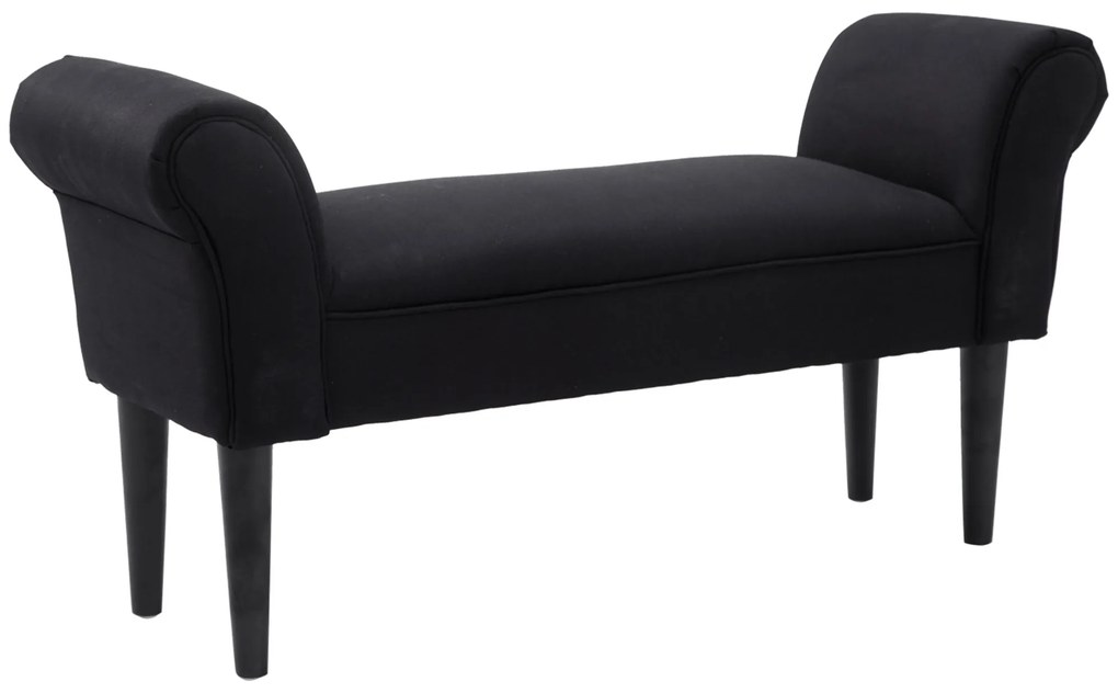 HOMCOM Bancă de Capăt de Pat cu Cotiere Rulate, Bancă Căptușită pentru Dormitor, 102x36x51 cm, Negru | Aosom Romania