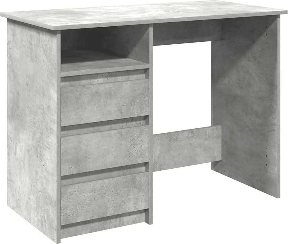 vidaXL Birou, gri beton, 102x50x75 cm, lemn compozit