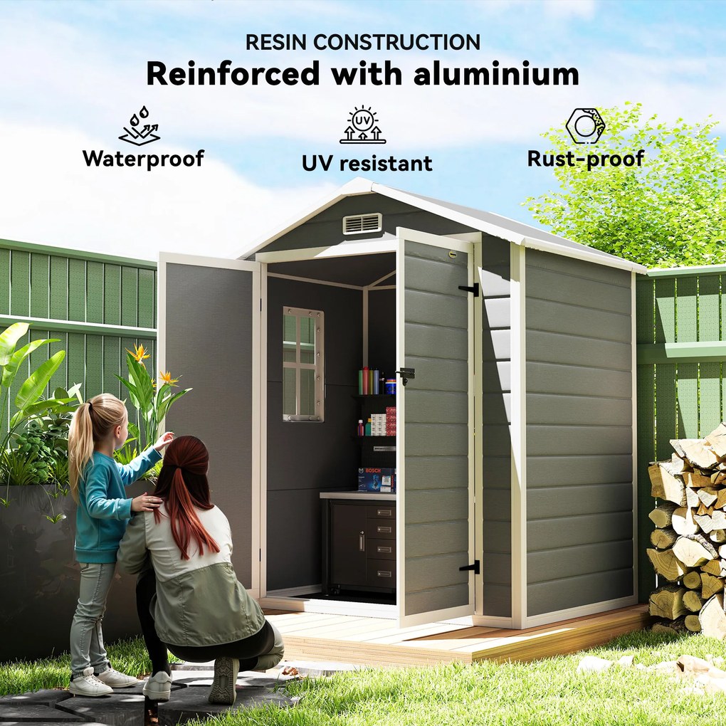 Outsunny Magazie Metalica pentru Gradina Gri Spatiu Depozitare Exterior | Aosom Romania