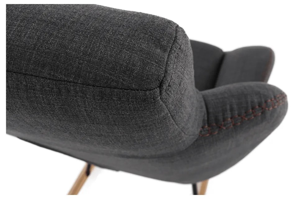 Fotoliu balansoar, material textil gri/lemn, HARPER