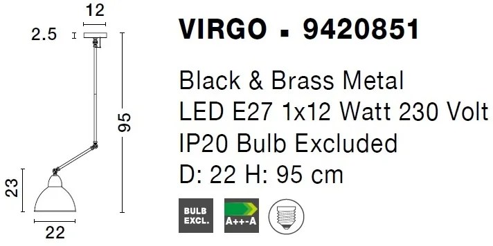 Lustra ajustabila industrial style Virgo NVL-9420851