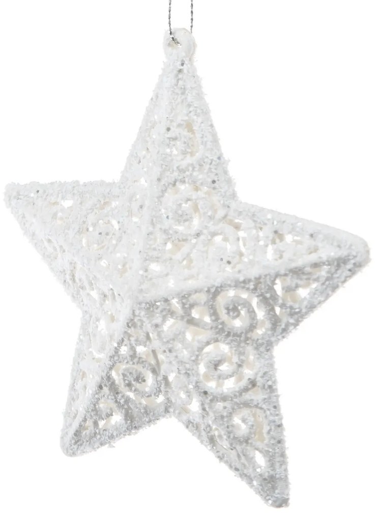 Ornament de Crăciun Carlita Star alb, 11,5 x 11,5 x 2 cm, plastic