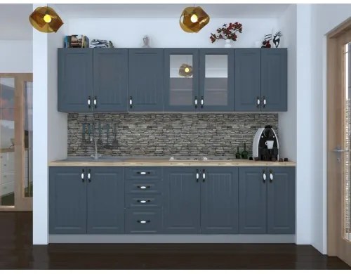 Bucatarie Zebra 2.6m MDF Gri - frezare dungi