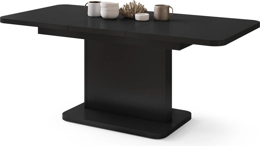 Mazzoni ASTON MINI-Z Negru Mat - MĂSUȚĂ DE CAFEA MODERNĂ EXTENSIBILĂ REGLABILĂ PE ÎNĂLȚIME MASĂ TRANSFORMABILĂ