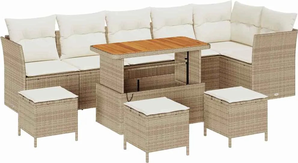 vidaXL Set de canapele pentru grădină cu pernă 10 pcs bej și crem