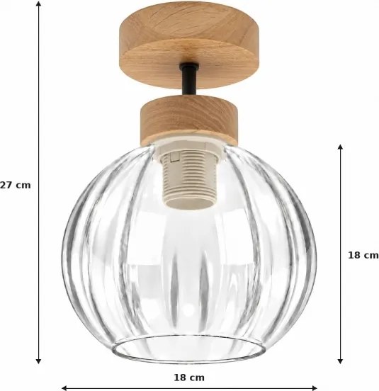 BRILAGI - LED lustru aplicat RETRO GLASS 1xE27/60W/230V Ø 18 cm stejar/clar