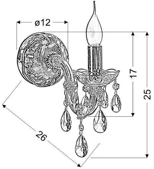 Aplică perete MARIA TERESA 1xE14/40W/230V