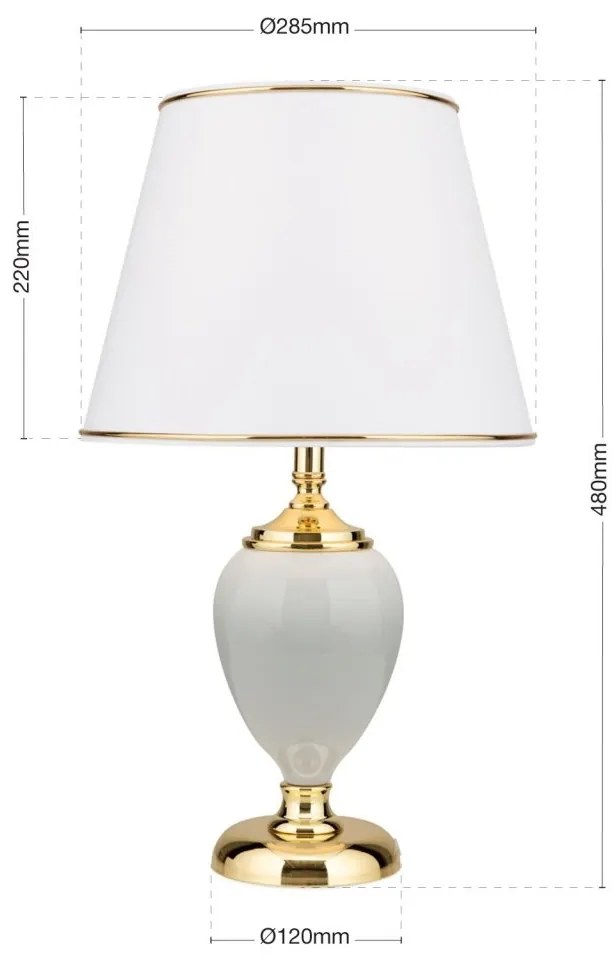 Veioza/Lampa de masa design elegant OVUM alb/auriu