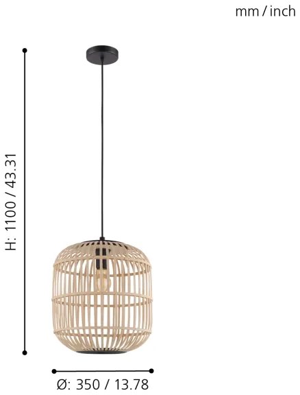 Eglo 43216 - Lustră pe cablu BORDESLEY 1xE27/28W/230V