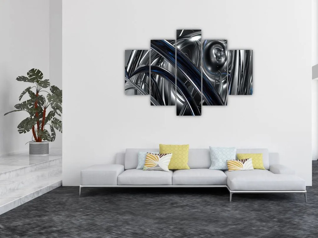 Tabloul cu abstracție gri cu albastru (150x105 cm)