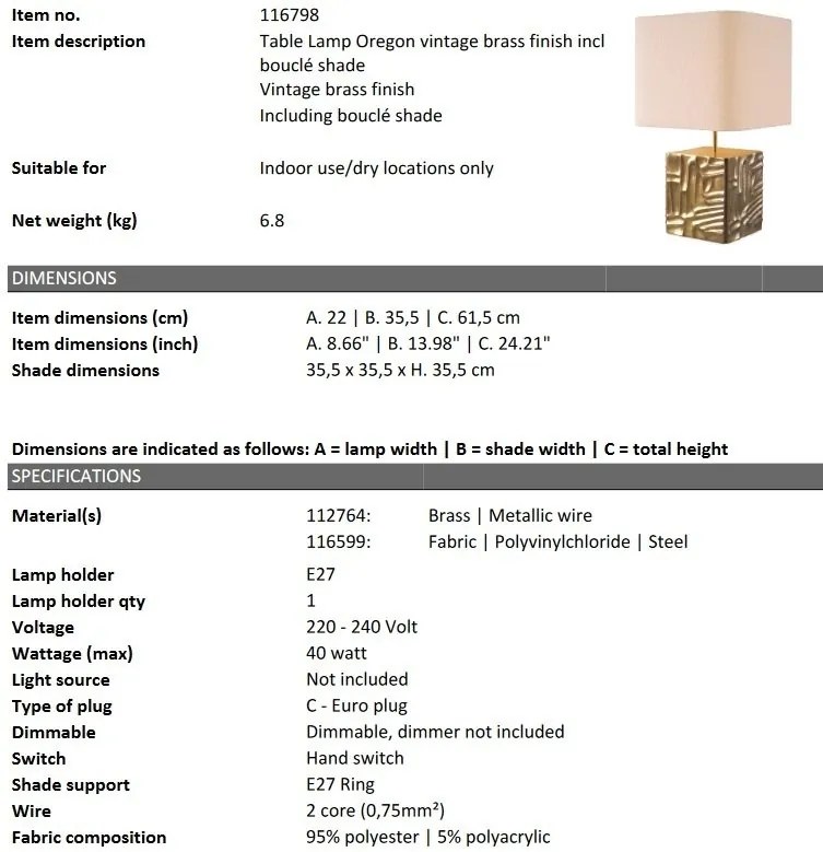 Veioza, Lampa de masa design LUX Oregon