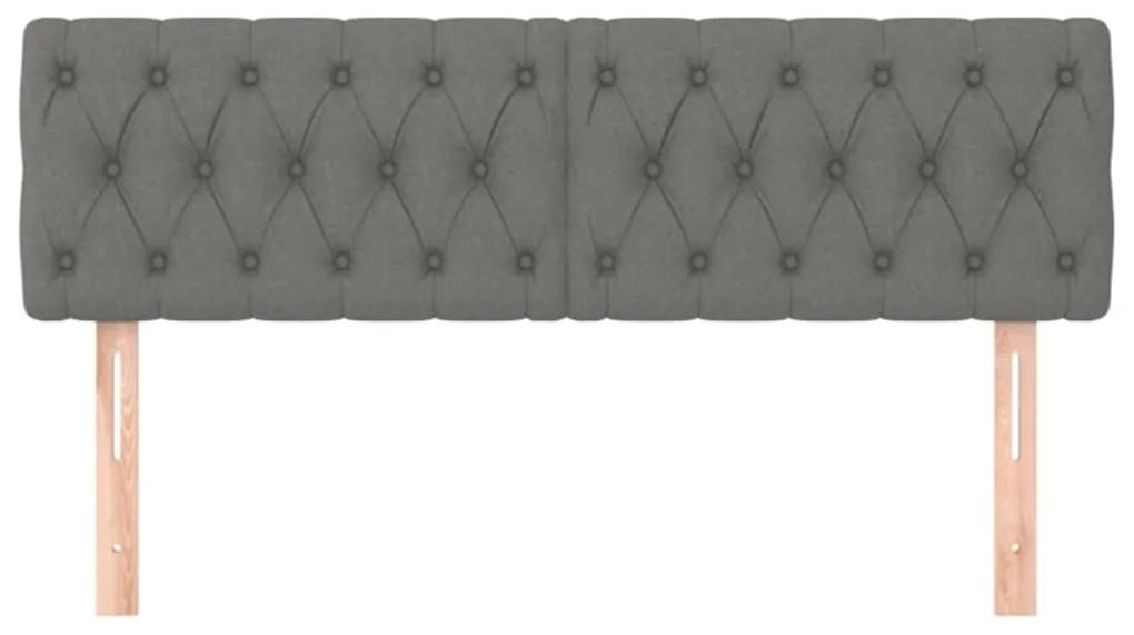 Tablii de pat, 2 buc, gri inchis, 80x7x78 88 cm, textil 2, Morke gra, 160 x 7 x 78 88 cm