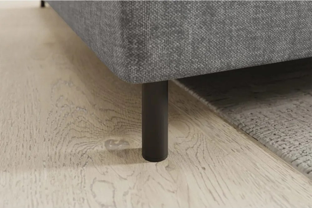 Colțar gri extensibil/cu spațiu de depozitare cu tapițerie din catifea (cu colț pe partea stângă/în formă de ”L”) Barea – ELTAP