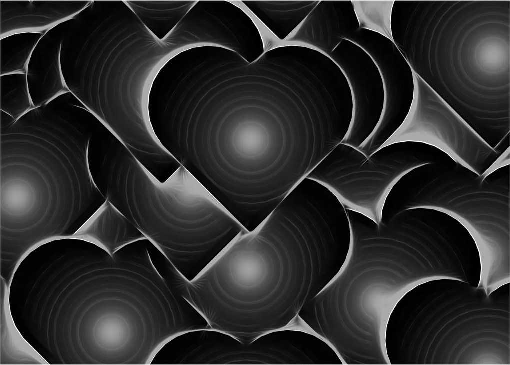 Tablou cu inimile alb - negre (70x50 cm)