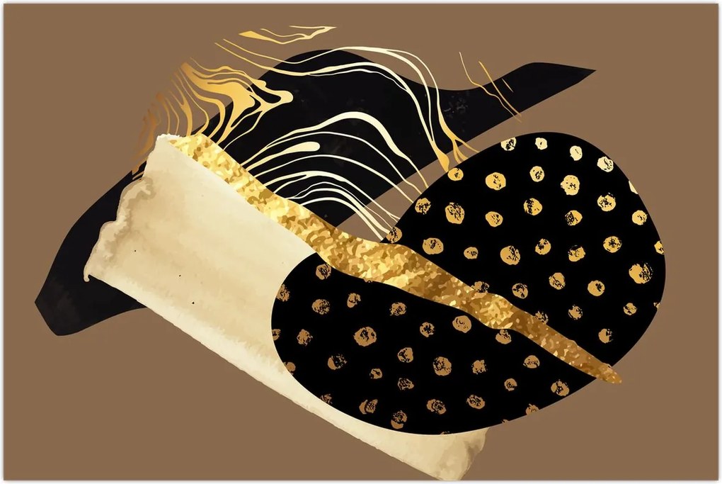 Tablou - Abstracție maro auriu N⁰1 (90x60 cm)