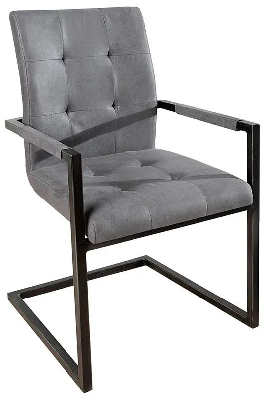 Set de 2 scaune cu brate, design industrial style, Oxford gri A-36960 VC