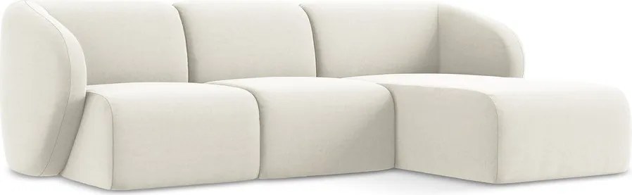 Colțar bej cu tapițerie din catifea (cu colț pe partea dreaptă/cu șezlong) Lani – Makamii