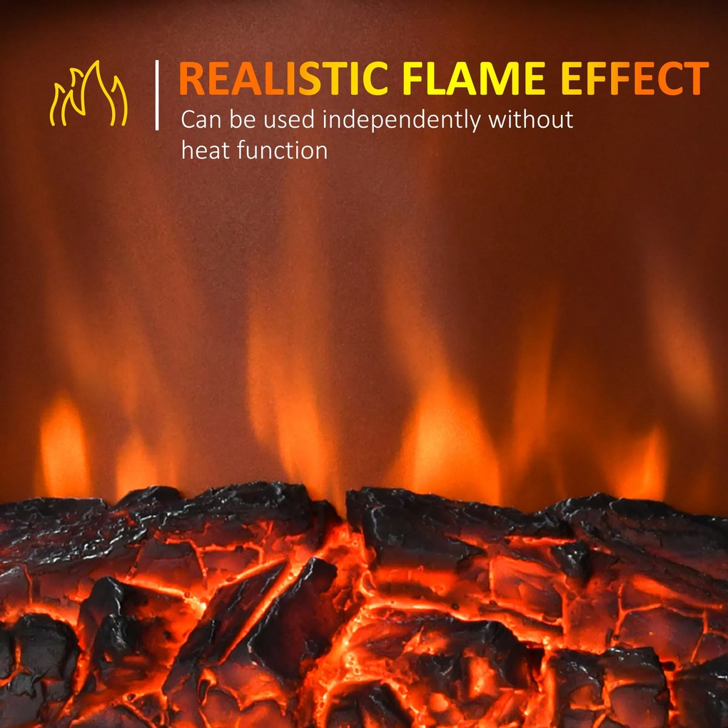 HOMCOM Șemineu Electric Portabil 1000W/2000W din ABS și Sticlă Negru | Aosom Romania