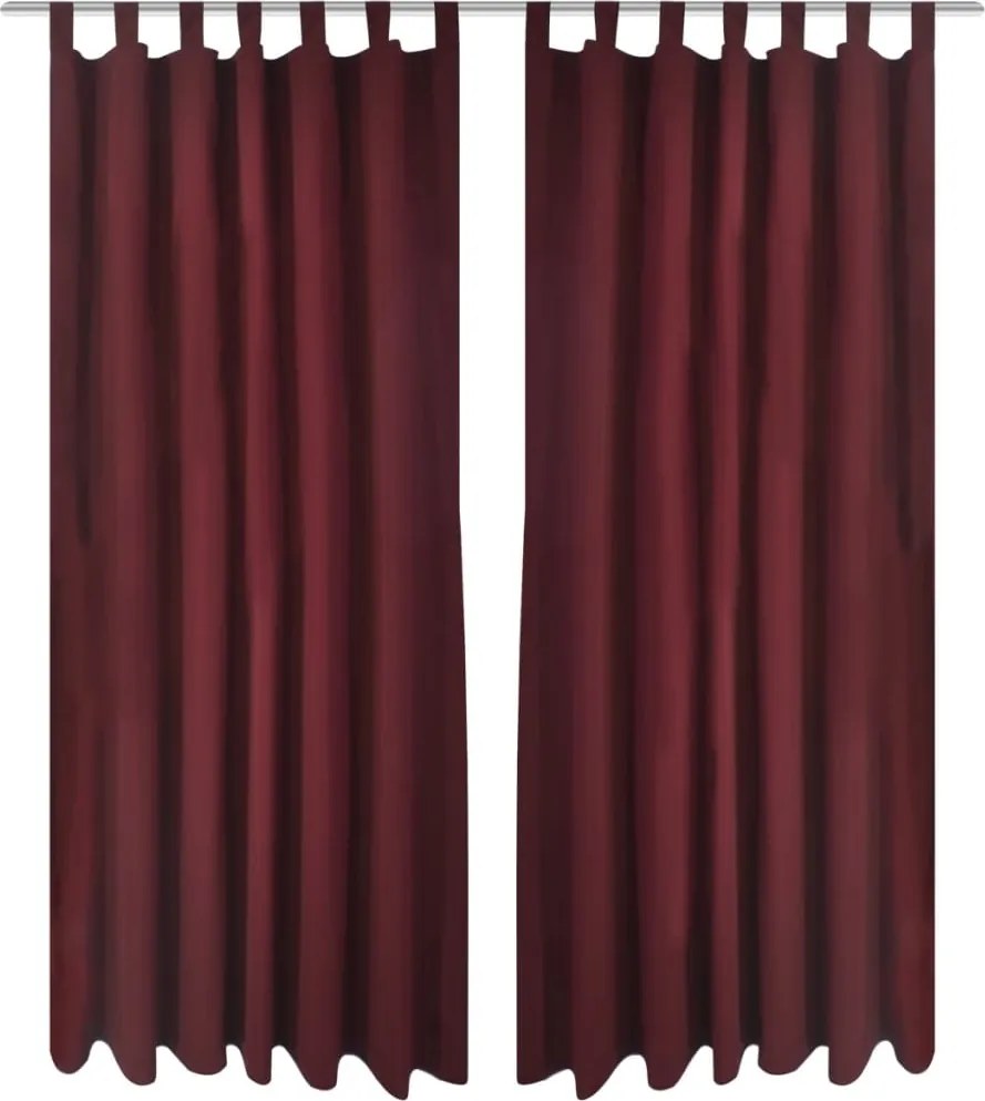 vidaXL Draperii micro-satin cu bride, 140 x 225 cm, roșu bordo, 2 buc.