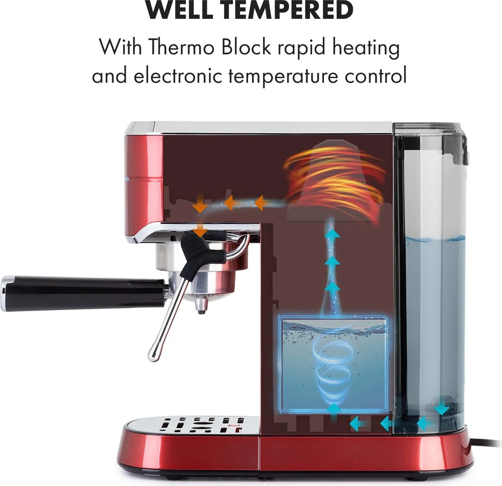 Klarstein Futura, espressor, 20 bar, 1450 W, 1,25 l, oțel inoxidabil