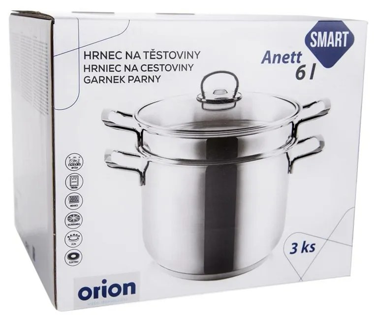 Oală de paste Orion Anett, 3 piese, din inox, 6 l