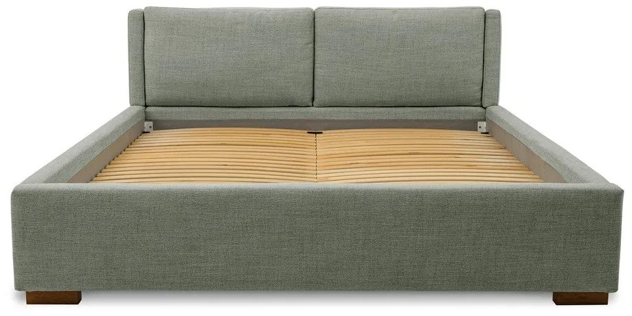 Pat matrimonial gri tapițat cu somieră 160x200 cm Dreamer – Scandic