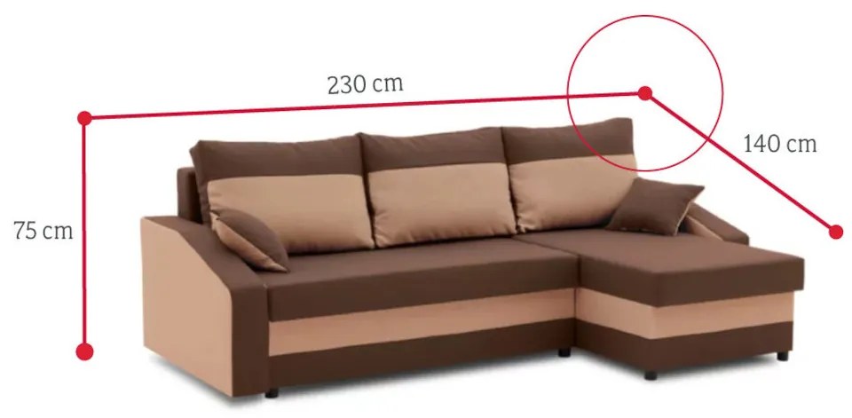 Supermobel Colțar extensibil WELDA, 230x75x140, haiti 17/haiti 18