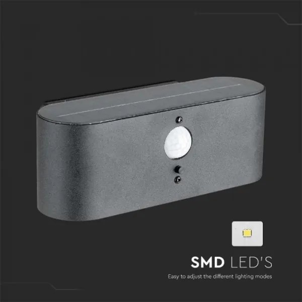 LED lampă solară de perete exterior cu senzor, 2,5W, 3000K, IP54