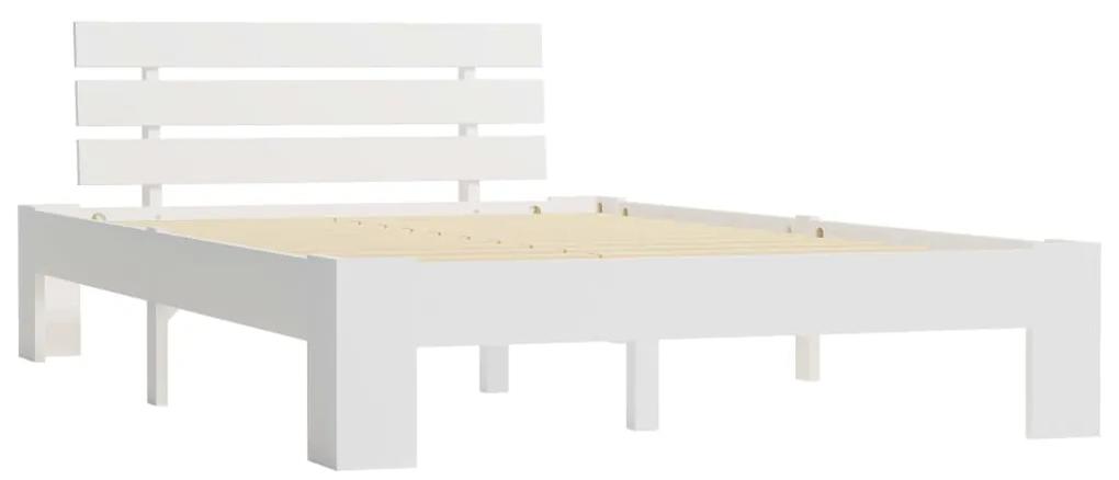 283157 vidaXL Cadru de pat cu tăblie, alb, 140x200 cm, lemn masiv de pin
