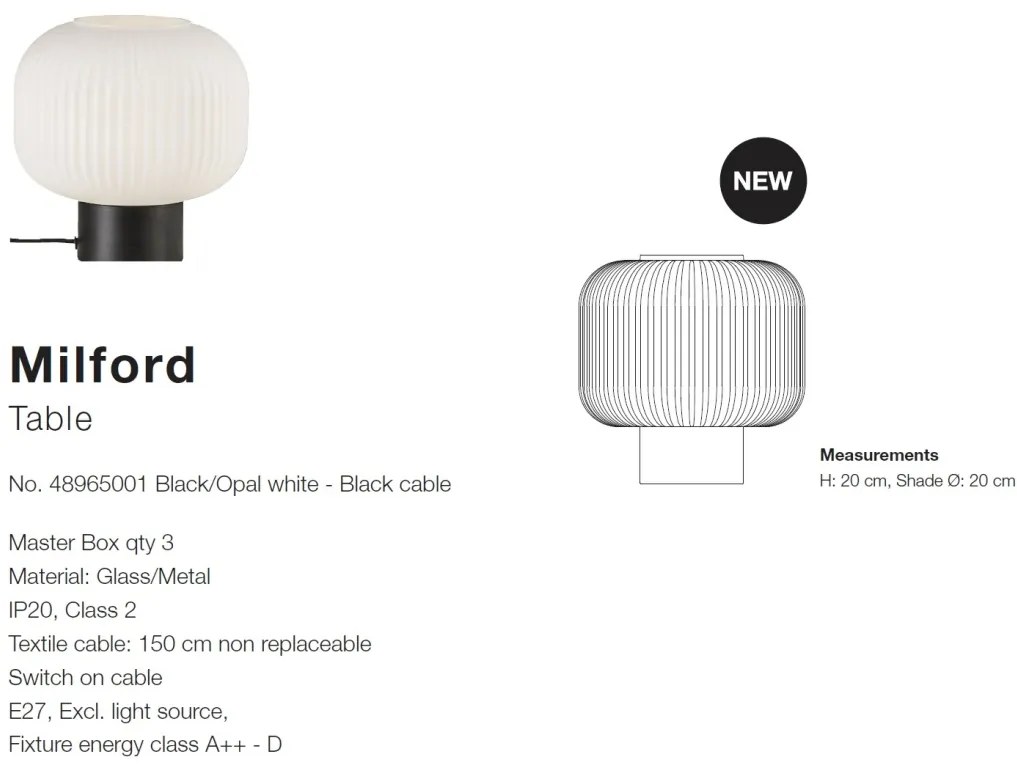 Lampa de masa moderna stil scandinav Milford 48965001 NL