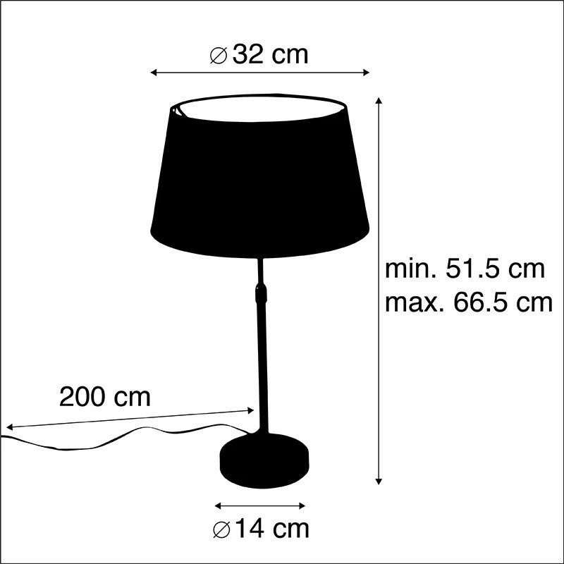 Lampă de masă neagră cu abajur negru cu auriu 35 cm - Parte