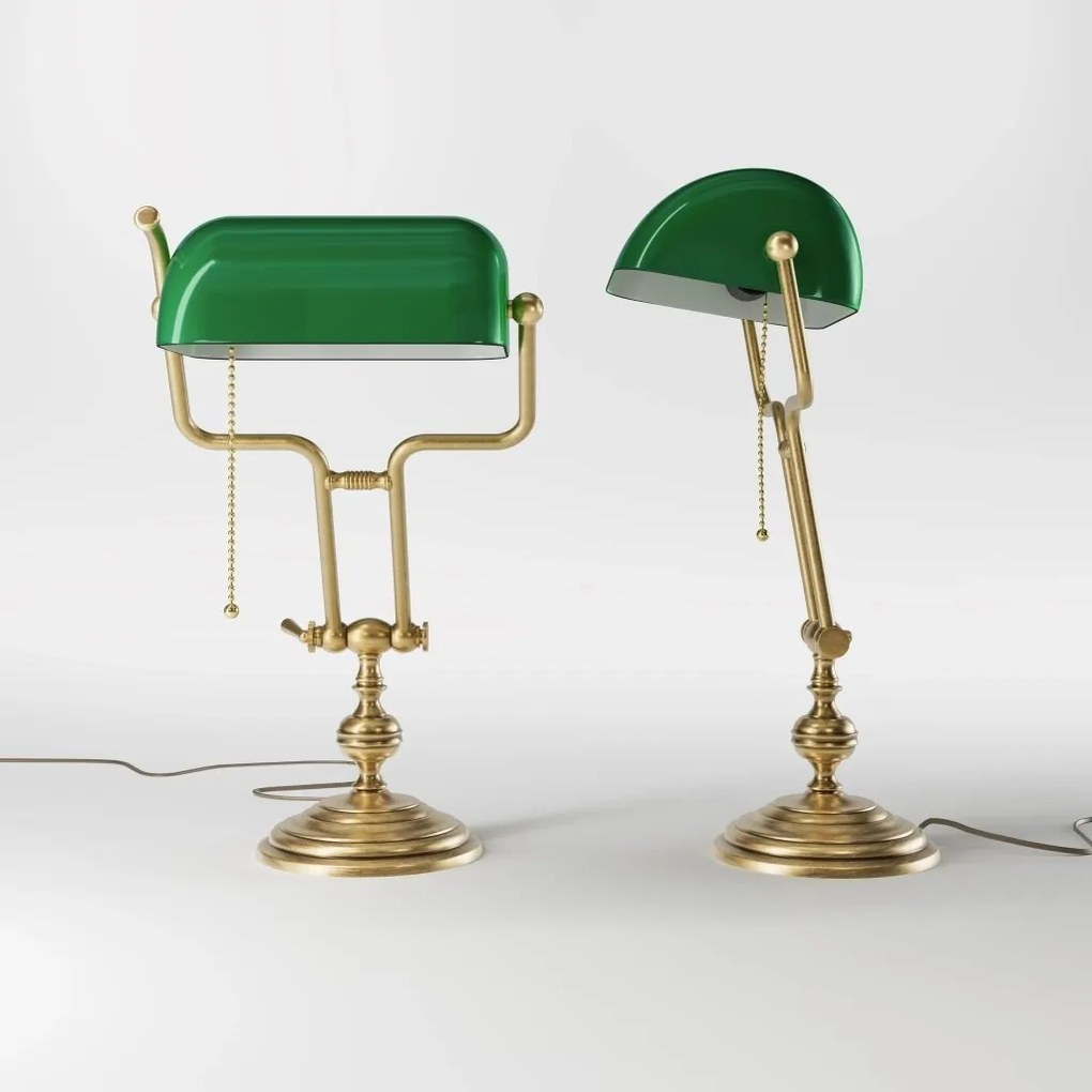 Lampa de birou din alama design clasic Compact Banker