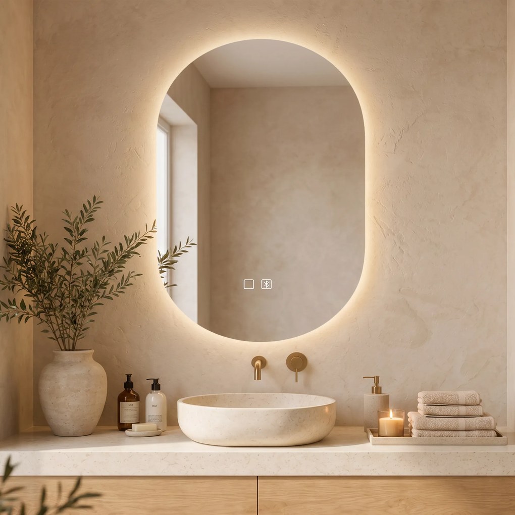 HOMCOM Oglindă de Baie cu LED 50 x 70 cm, Fără Ramă, 3 Culori Reglabile | Aosom Romania