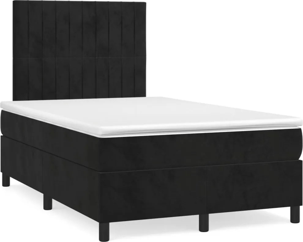 vidaXL Pat box spring cu saltea, negru, 120x200 cm, catifea