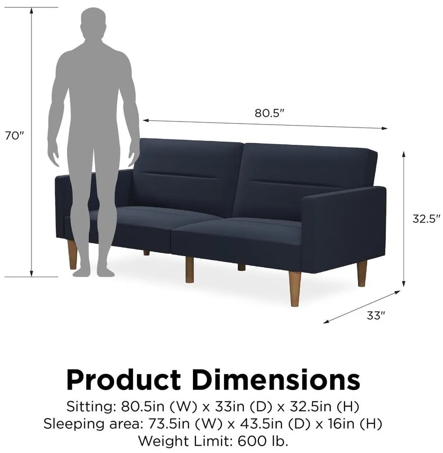 Canapea extensibilă Mainstays, albastru închis