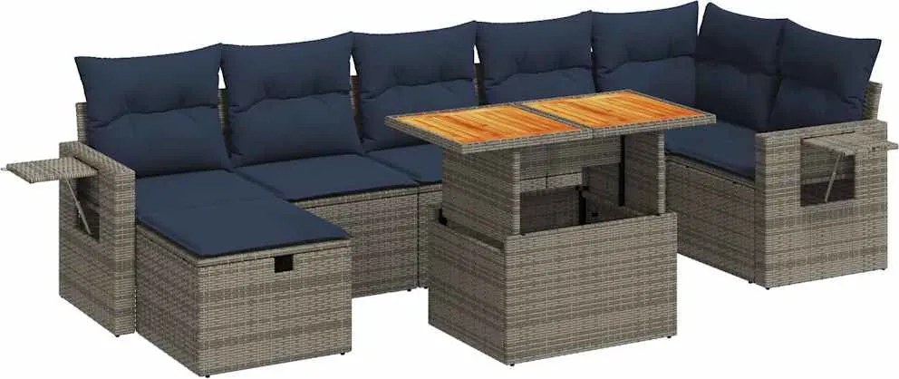 vidaXL Set canapele de grădină cu perne, 8 piese, maro, poliratan